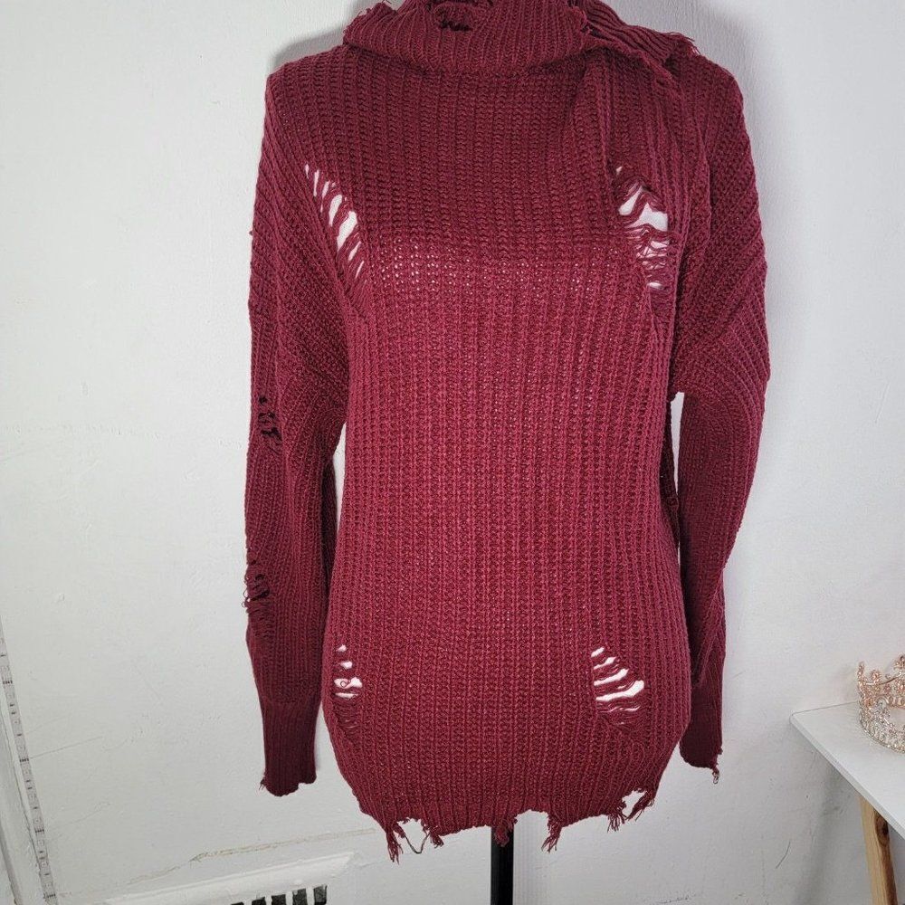 Caren Sport Womens Burgundy Long Sleeve Turtleneck Pullover Sweater Size 3X